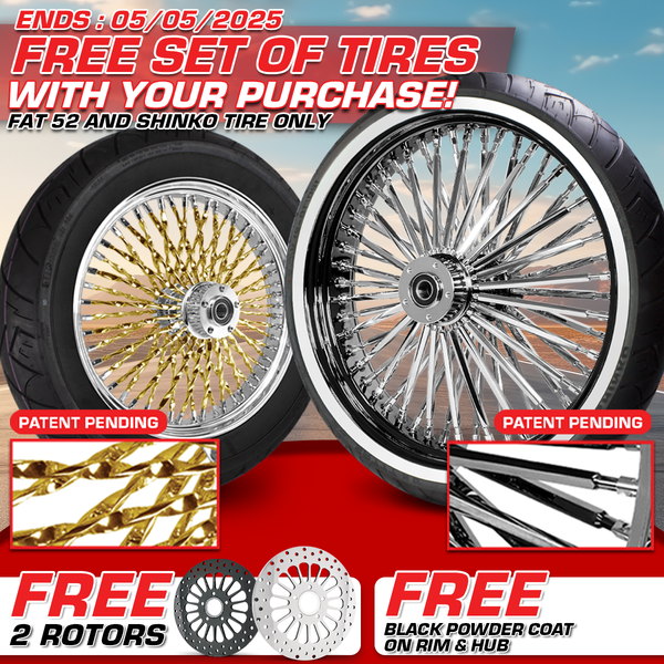 [SALE-APR] FAT 52 SPOKE WHEELS+FREE ROTORS+SHINKO TIRES