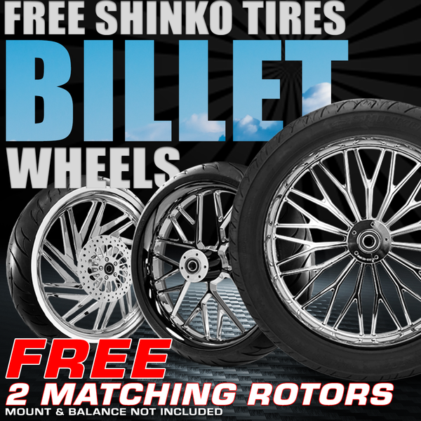 [SALE] BILLET WHEELS SET+FREE 2 ROTORS+FREE SHINKO TIRES