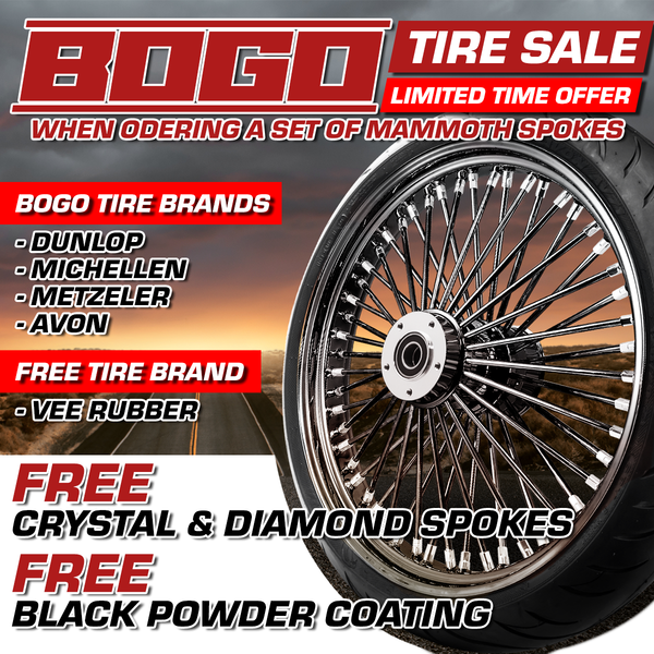 [SALE] FAT 52 SPOKE WHEELS + FREE SPOKE UPGRADE + BLACK POWDER COATING + BOGO TIRES