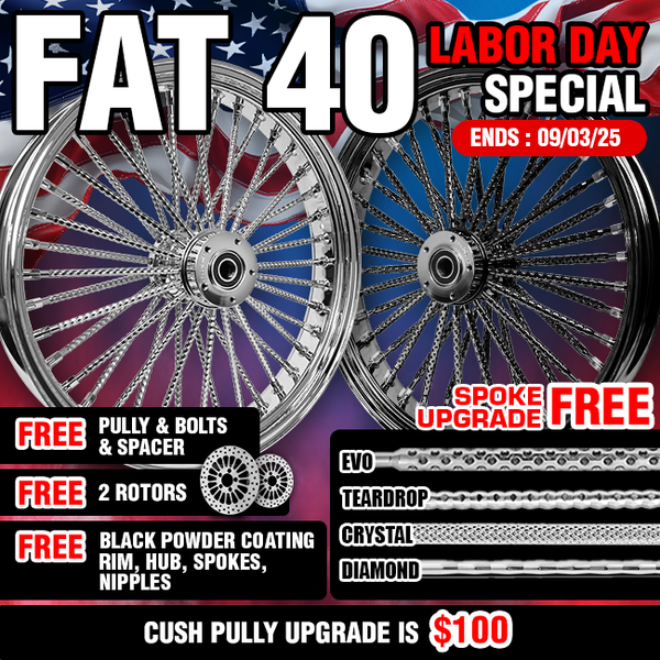 [SALE] FAT 40 SPOKE WHEELS + FREE ROTORS, PULLEY, SPACER & UPGRADES