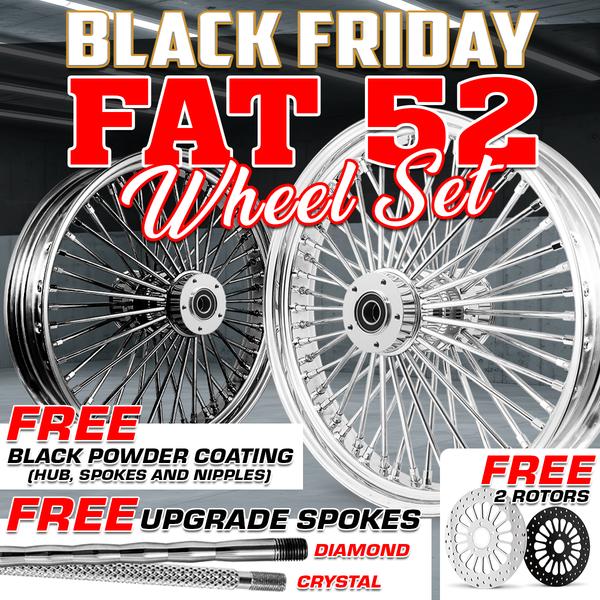 [BLACK FRIDAY SALE] FAT 52 Spoke Wheel Set – FREE Rotors + Upgraded Spokes & Black Powder Coating
