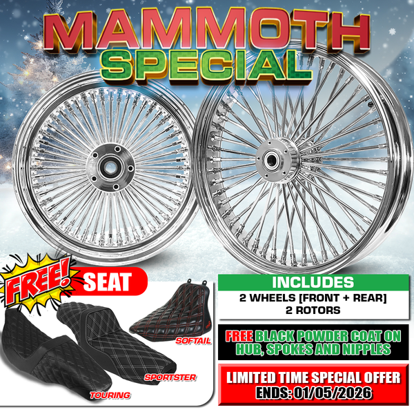 [SALE] FAT 52 Spoke Wheel Set – FREE Rotors, Free Seat & Powder Coat Finish
