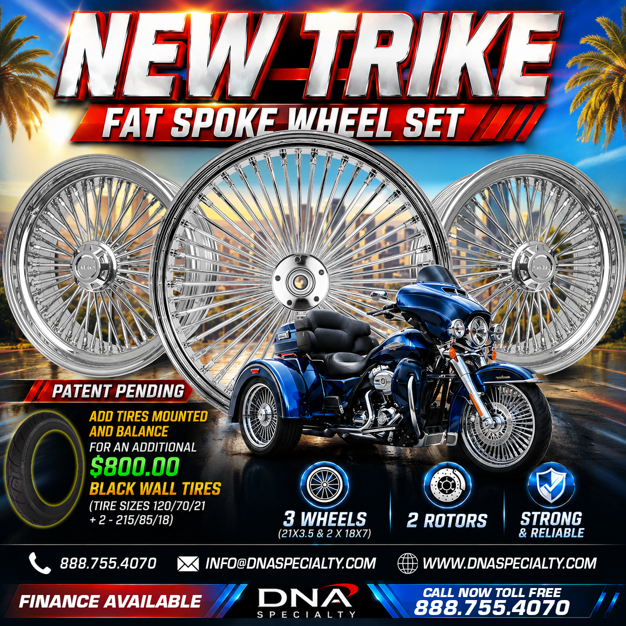 [SALE] FAT 52 Trike Wheel Set + 2 FREE Rotors