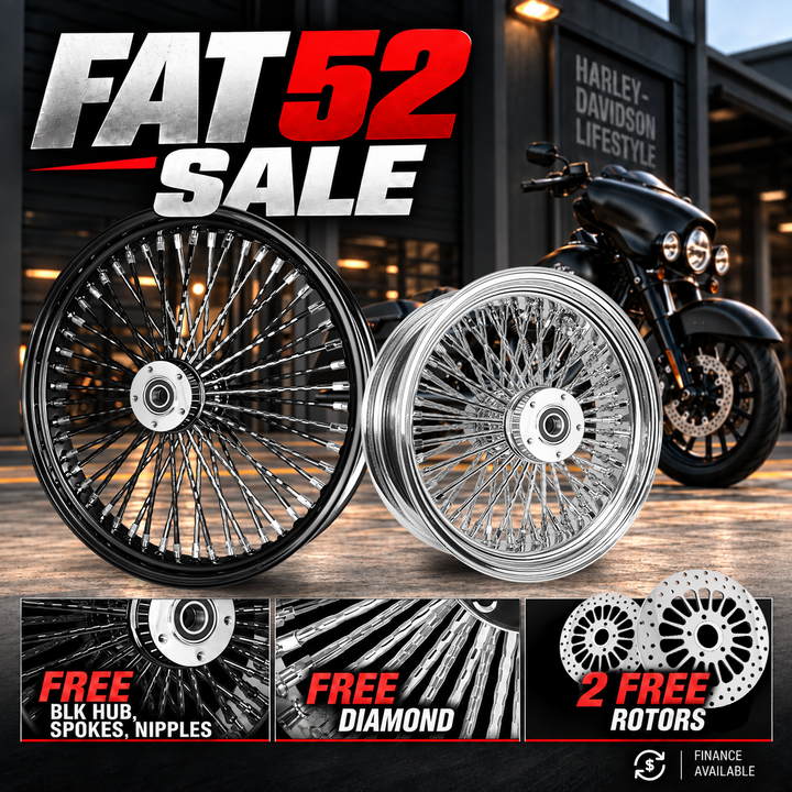 SALE] FAT 52 Spoke Wheel Set – FREE Rotors & Diamond Spokes Free Blac