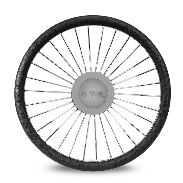 [SALE] 30 Curved Spokes Steering Wheel Chrome with Logo