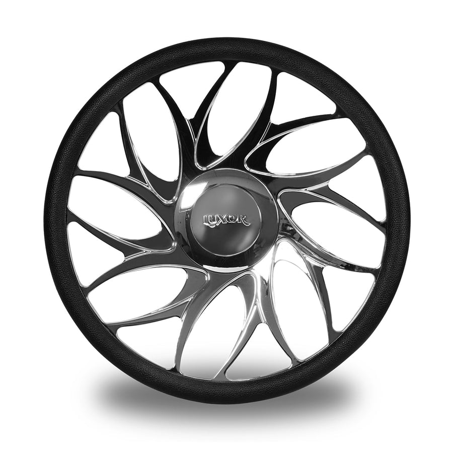 15" Forged Billet Chrome Sunshine Steering Wheel with Black Wrap