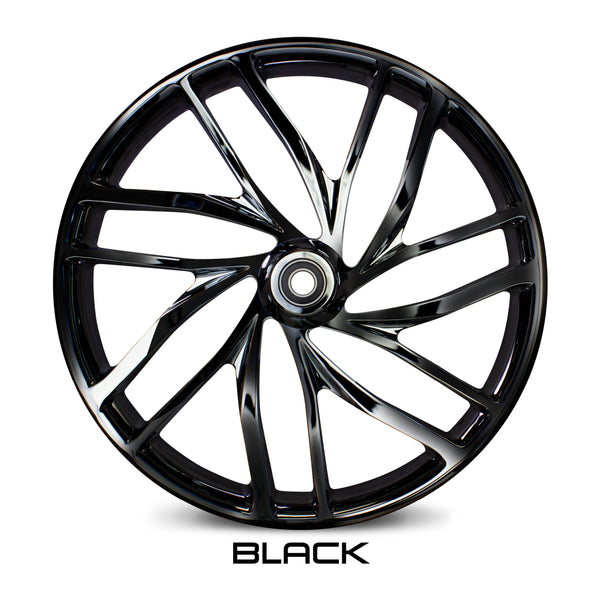 21X3.5 RISE BLACK DUAL DISC 21 FRONT WHEEL HARLEY TOURING BAGGERS 2008-UP ABS